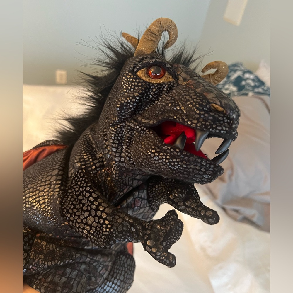Folkmanis Black dragon puppet/ used once in excellent shape/ theatrical play
